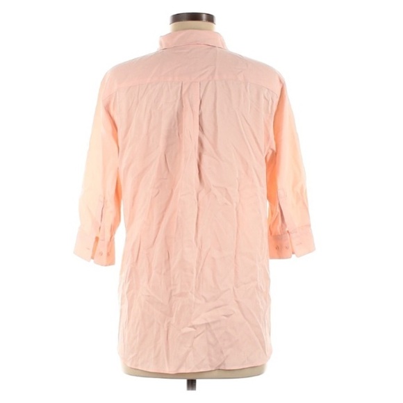 UNIQLO Button down 3/4 sleeve casual shirt medium peach cream - Picture 2 of 4